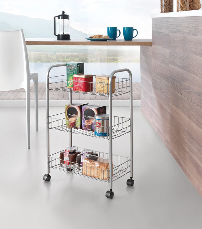 MakeRoom Lugano Three-Tier Rolling Cart — Black — product image 2