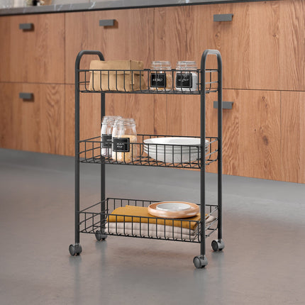 MakeRoom Lugano Three-Tier Rolling Cart — Black — product image 4