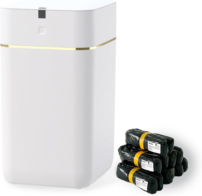 Airdeer A1 4 Gallon Self-Sealing Smart Trash Can — 6 Refill Rings — Golden Line